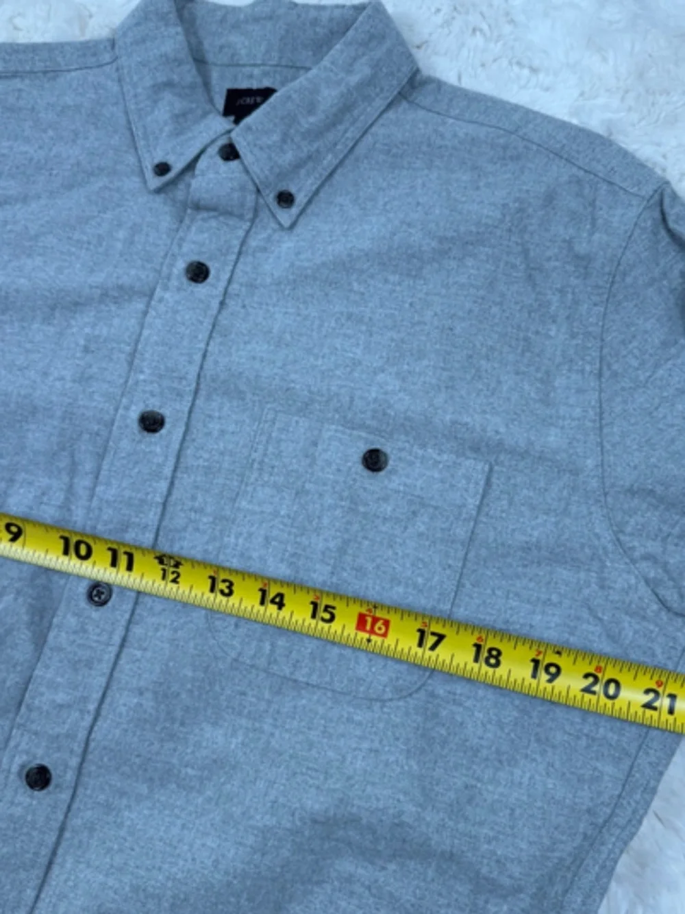 J. Crew Button Down Long Sleeve Flannel Shirt Leather Elbow Patches Men's Large